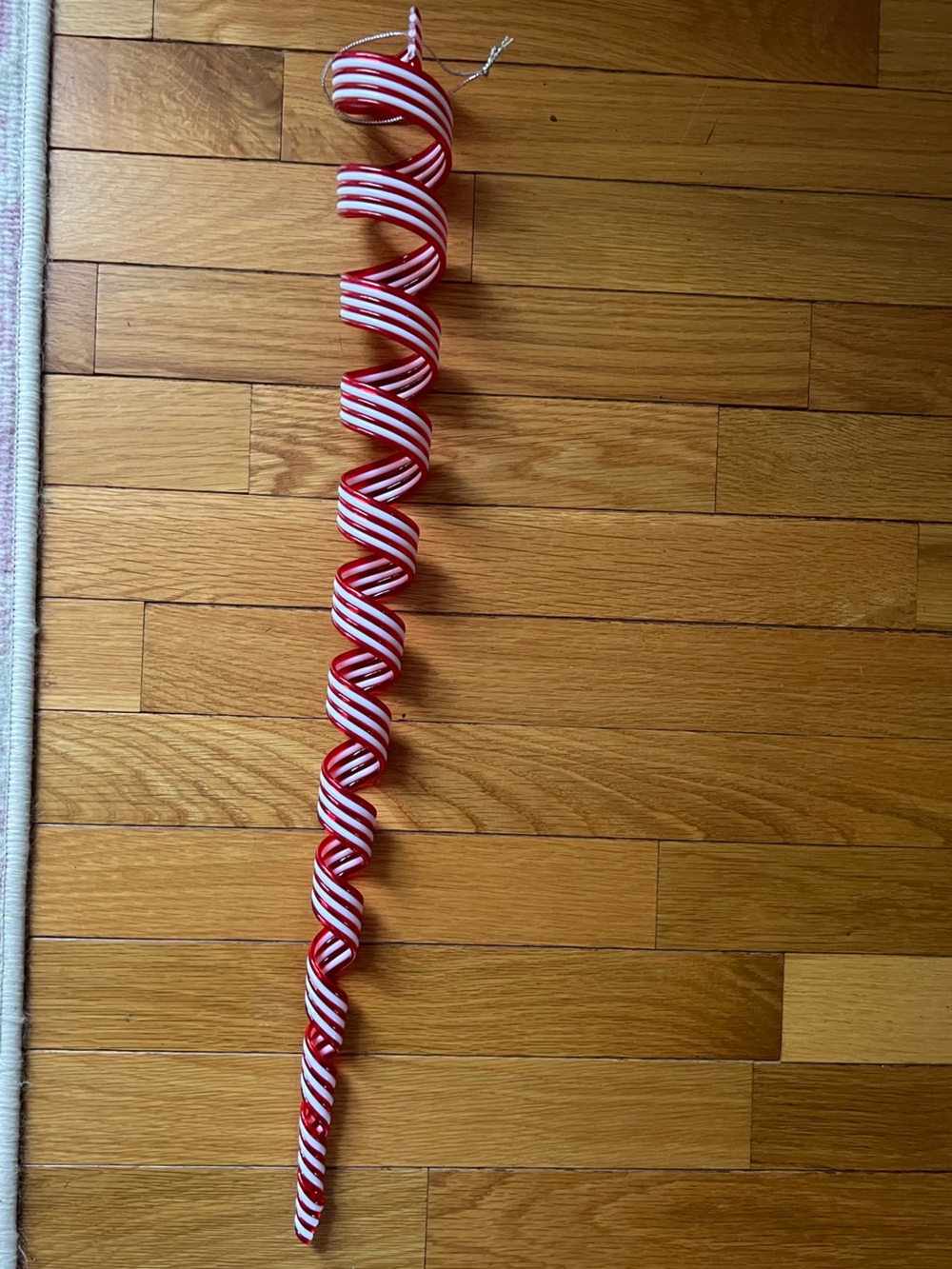Holiday Spiral plastic Candy-Cane Hanging Ornament - Red & White